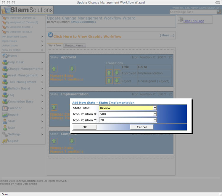 SLAM Change Managment Software - Create New Workflow Step Two